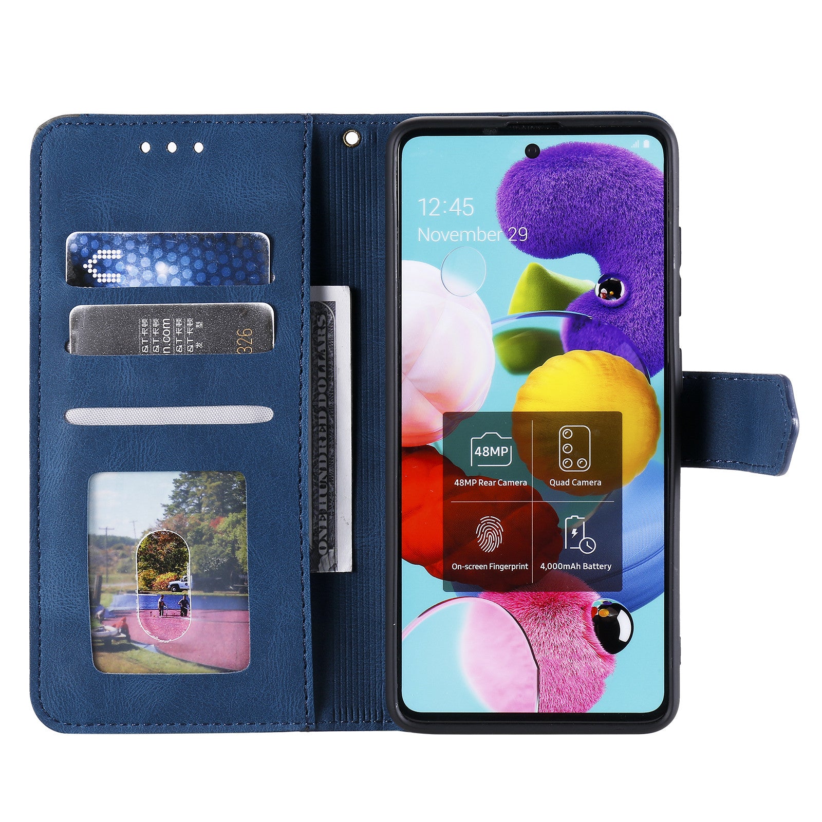 Rivet Decor Skin-Feeling Splicing Leather Wallet Phone Protective Cover for Samsung Galaxy S20 FE 4G/5G/2022/S20 Lite - Blue