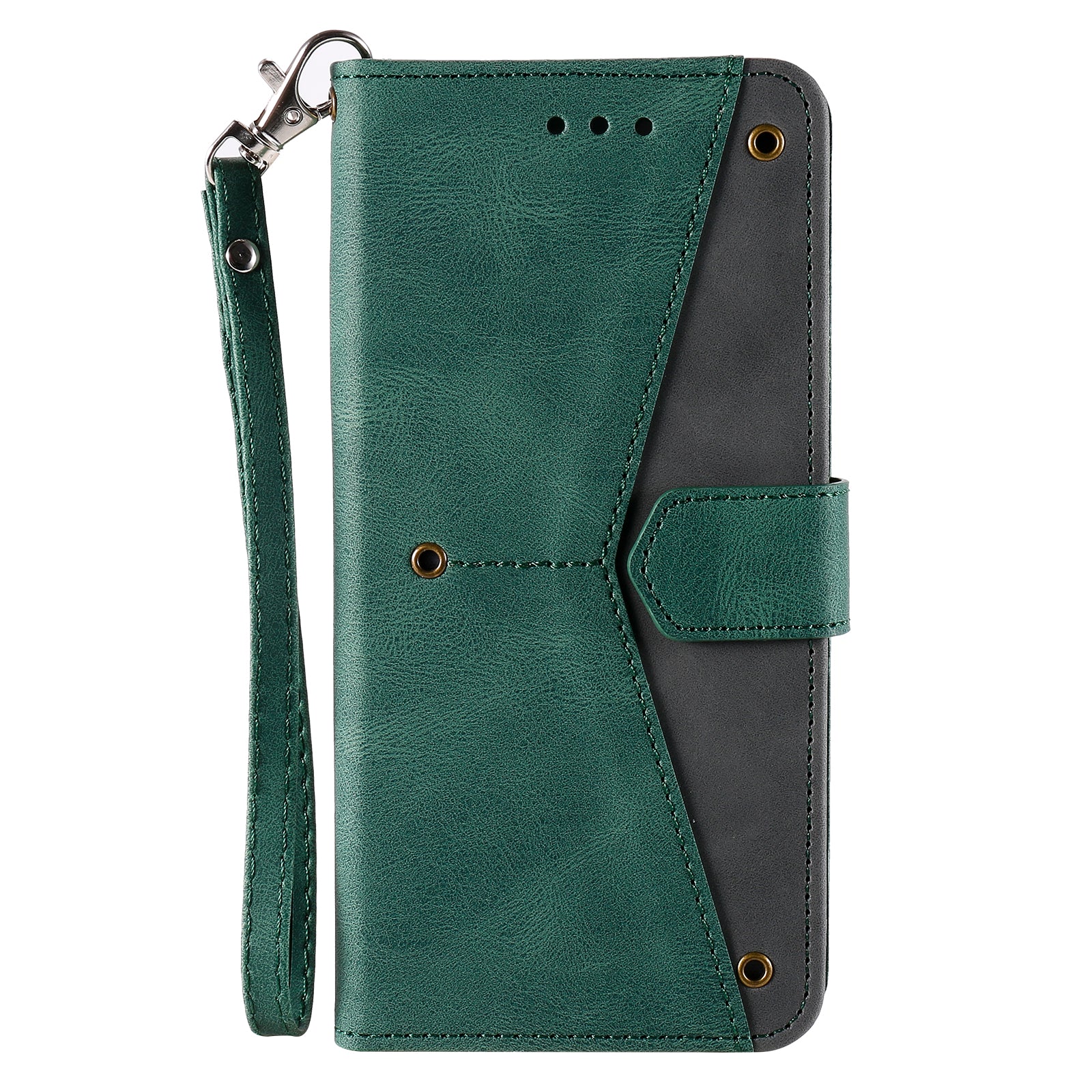 Rivet Decor Skin-Feeling Splicing Leather Wallet Phone Protective Cover for Samsung Galaxy S20 FE 4G/5G/2022/S20 Lite - Green