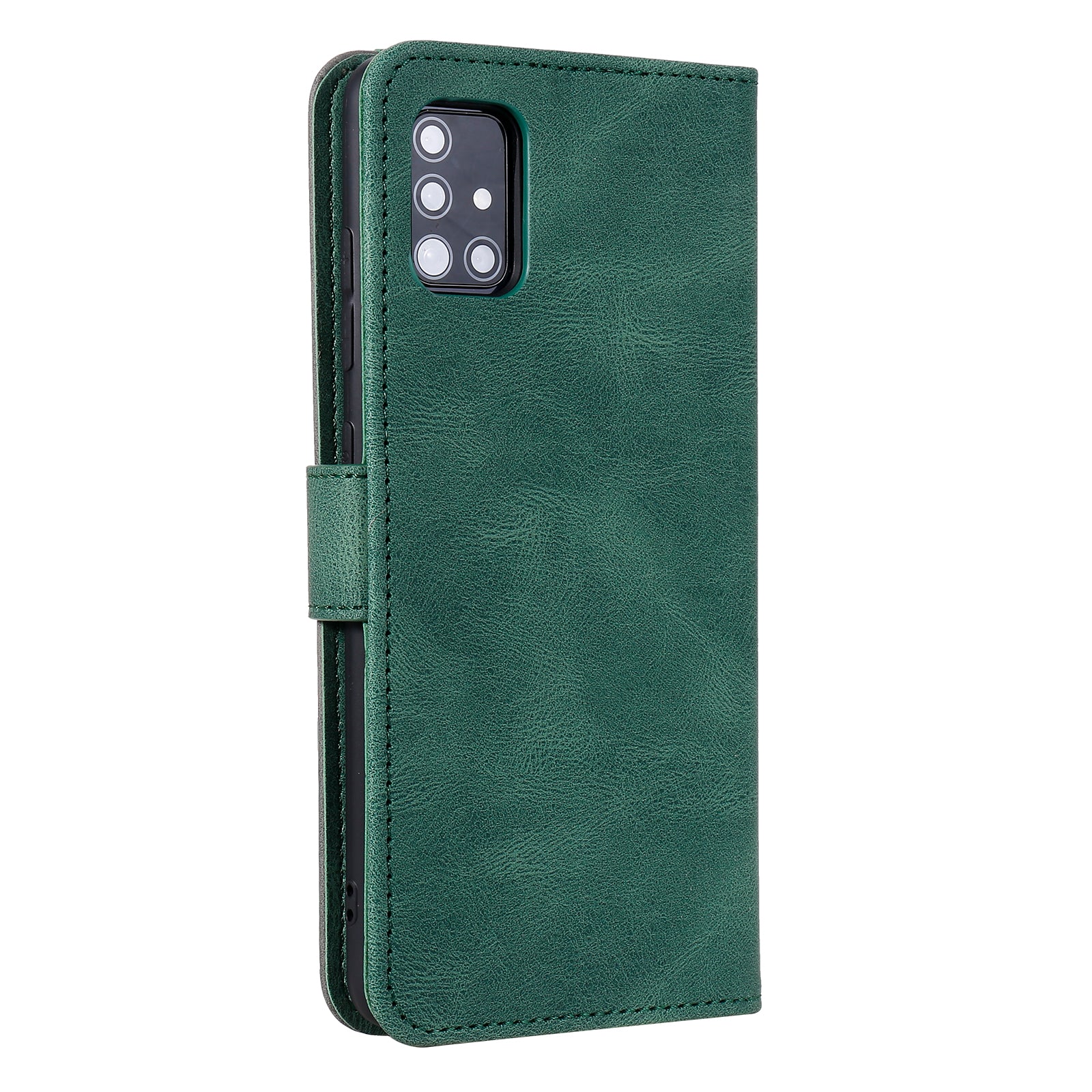 Rivet Decor Skin-Feeling Splicing Leather Wallet Phone Protective Cover for Samsung Galaxy S20 FE 4G/5G/2022/S20 Lite - Green