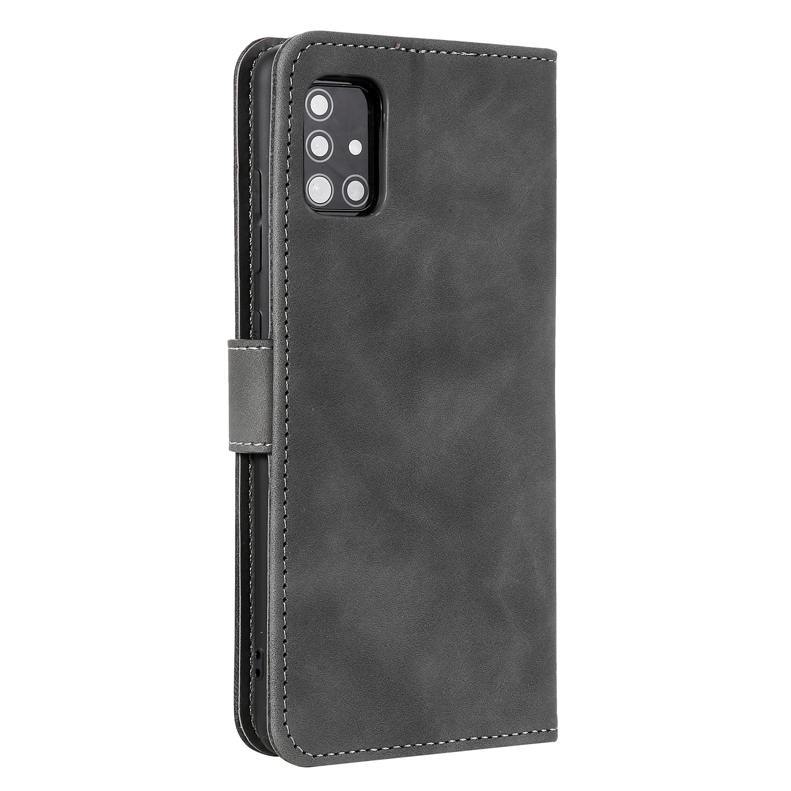 Rivet Decor Skin-Feeling Splicing Leather Wallet Phone Protective Cover for Samsung Galaxy S20 FE 4G/5G/2022/S20 Lite - Grey