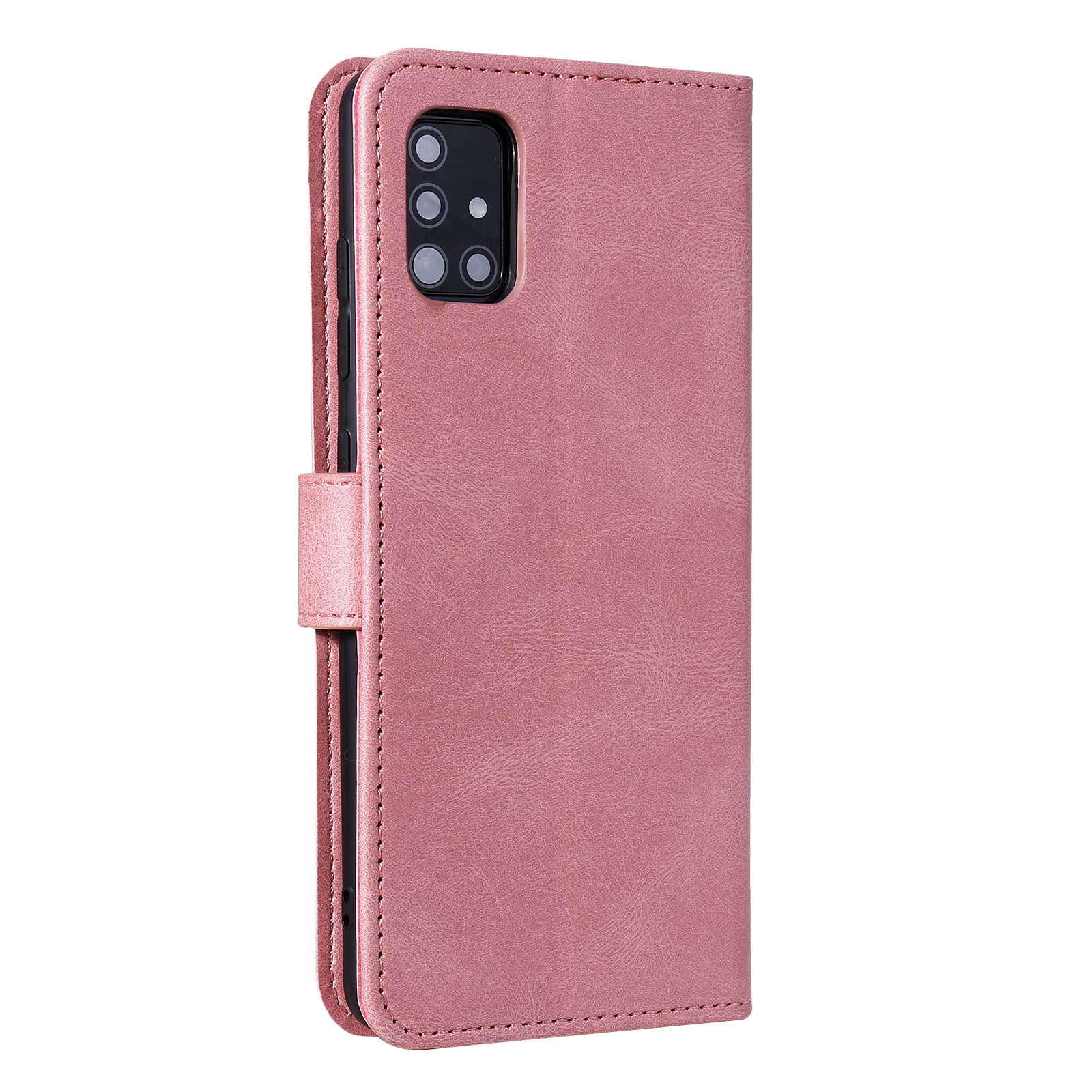 Rivet Decor Skin-Feeling Splicing Leather Wallet Phone Protective Cover for Samsung Galaxy S20 FE 4G/5G/2022/S20 Lite - Rose Gold