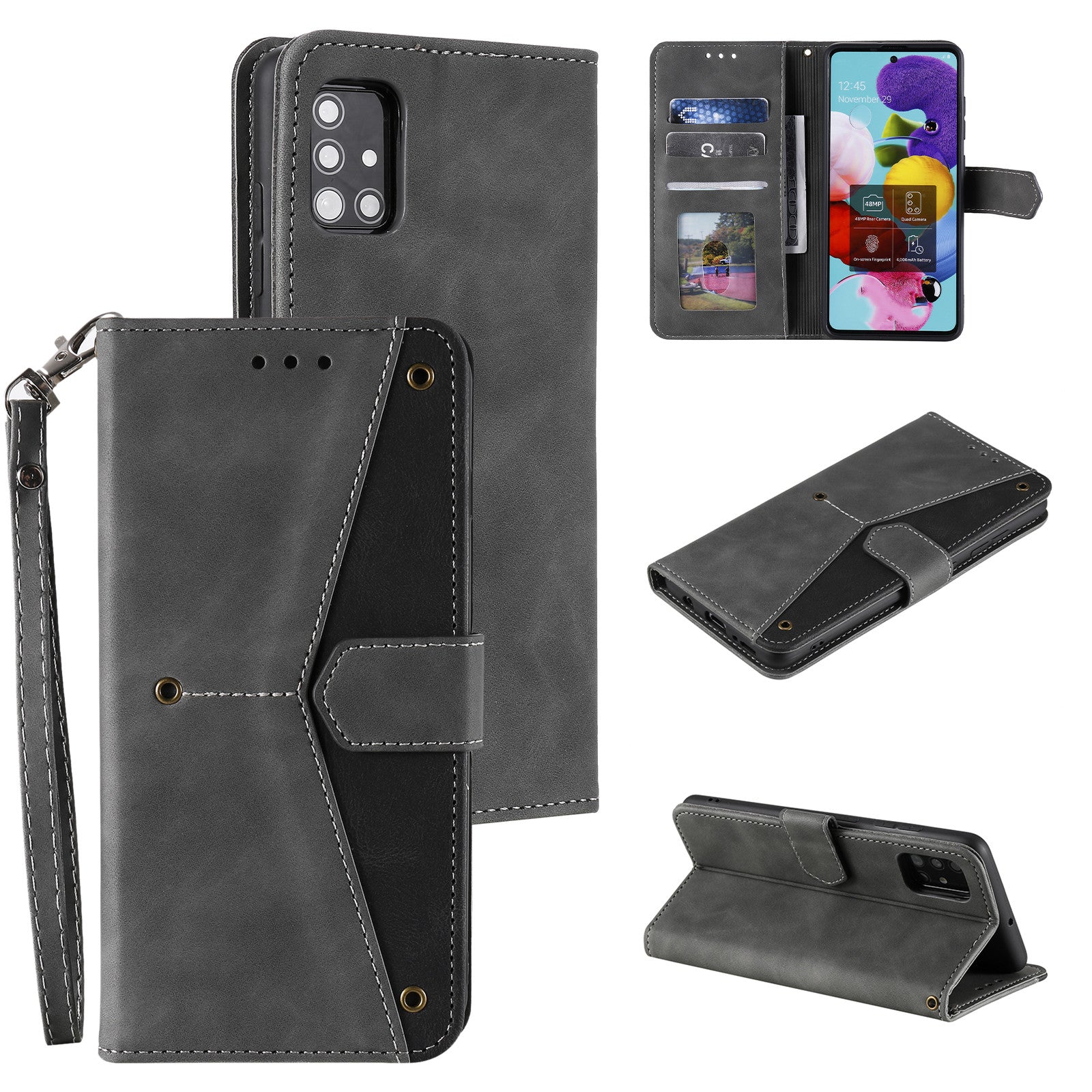 Splicing Skin-touch Wallet Stand Leather Case for Samsung Galaxy S20 FE/S20 Fan Edition/S20 FE 5G/S20 Fan Edition 5G - Grey