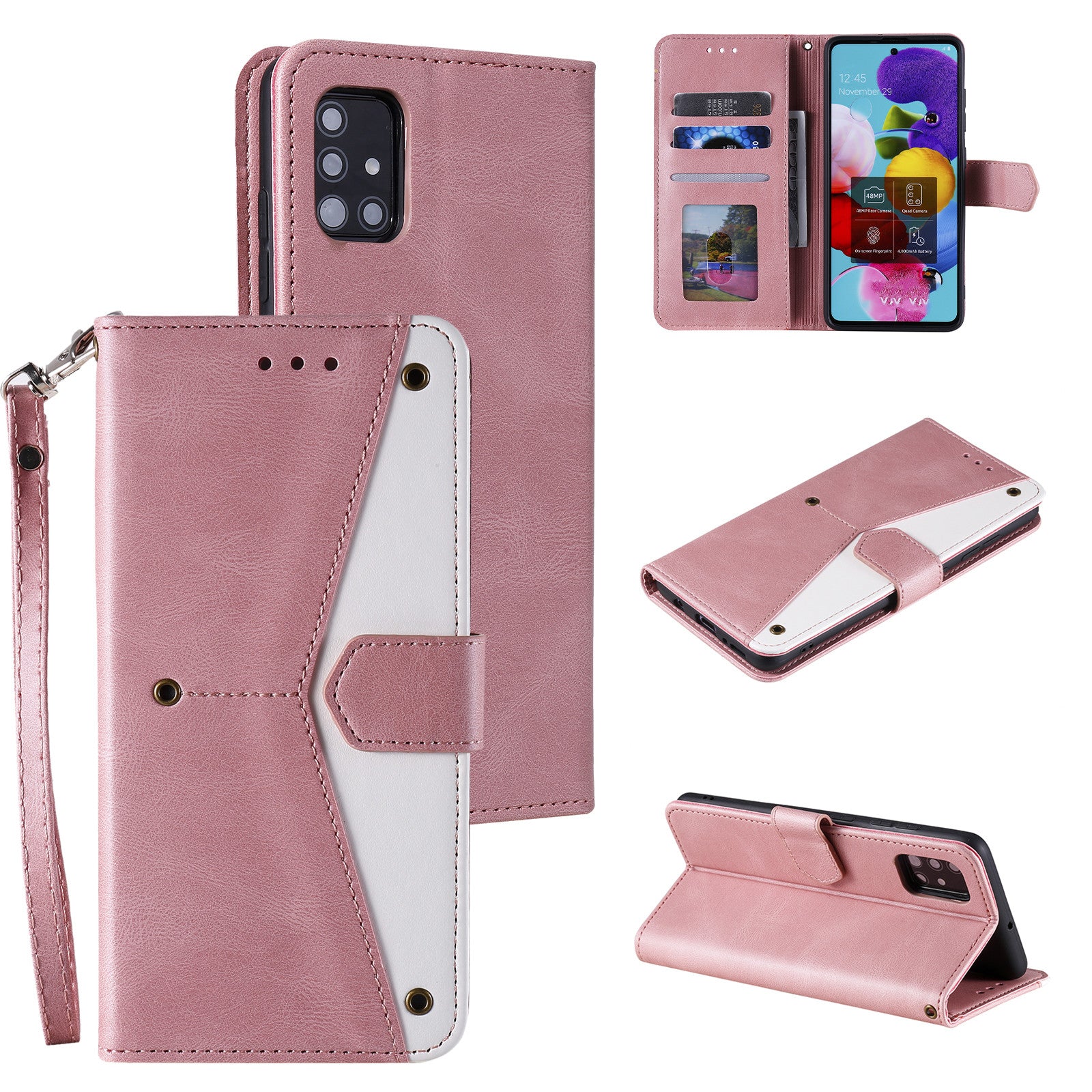 Splicing Skin-touch Wallet Stand Leather Case for Samsung Galaxy S20 FE/S20 Fan Edition/S20 FE 5G/S20 Fan Edition 5G - Pink