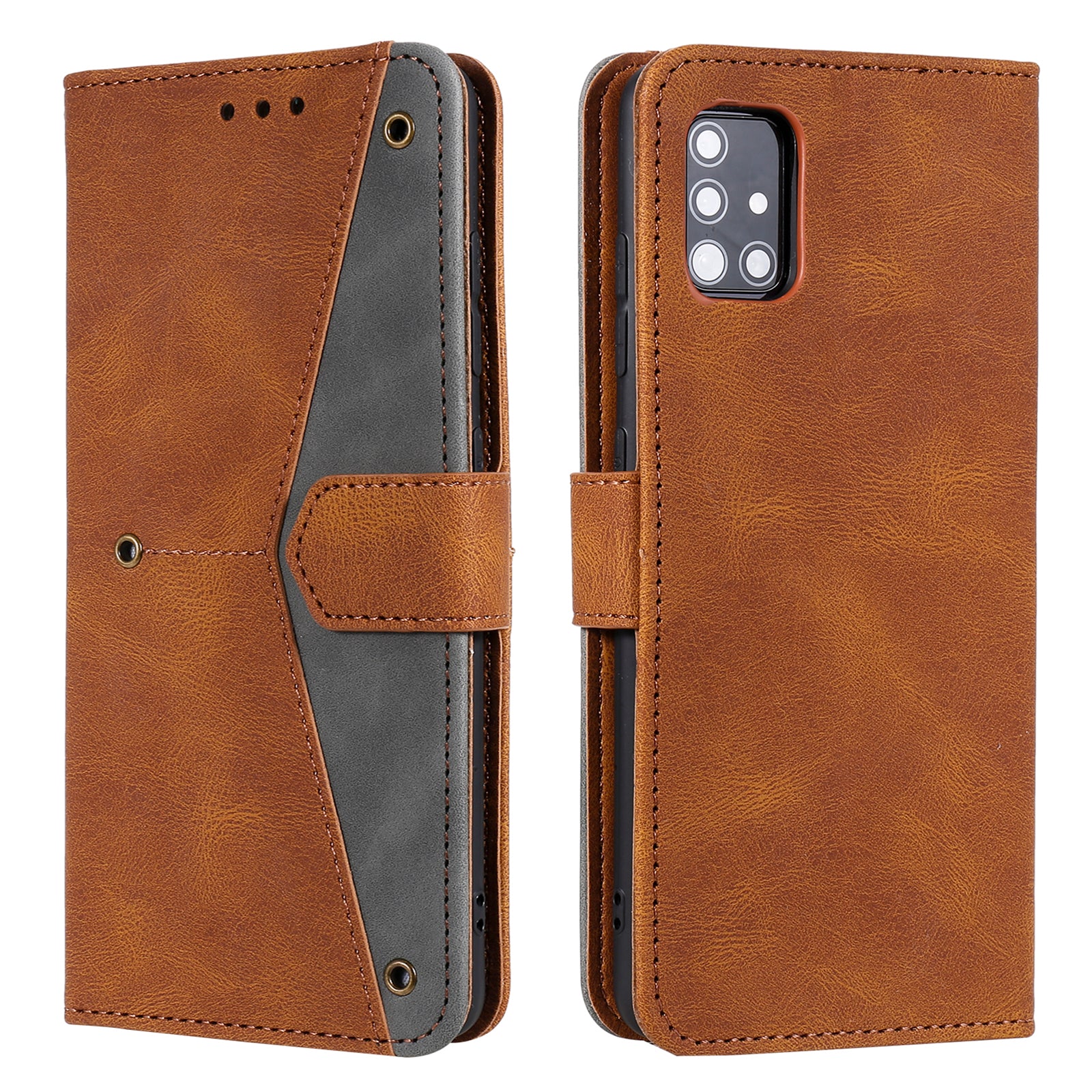 Splicing Skin-touch Wallet Stand Leather Case for Samsung Galaxy S20 FE/S20 Fan Edition/S20 FE 5G/S20 Fan Edition 5G - Brown