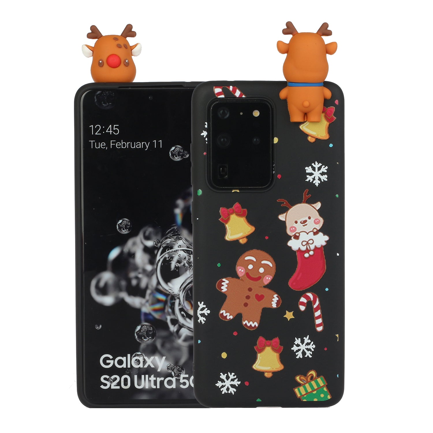 3D Christmas Doll Decor TPU Phone Cover Case for Samsung Galaxy S20 Ultra - Christmas Sticker