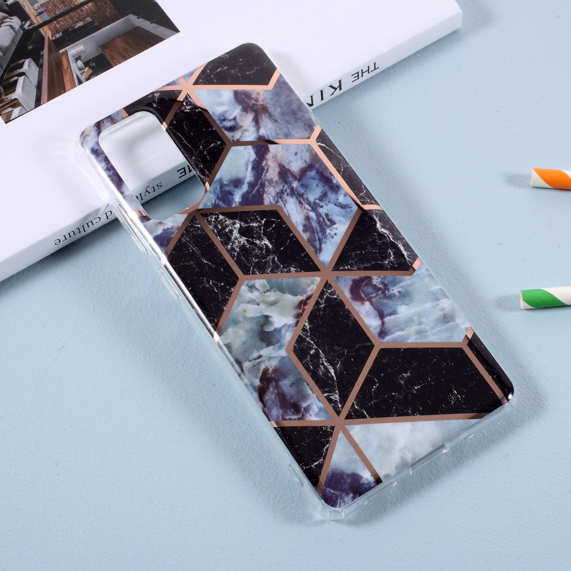 Splicing Marble Pattern for Samsung Galaxy S20 FE 4G/5G/2022/S20 Lite Plating IMD TPU Case - Style A