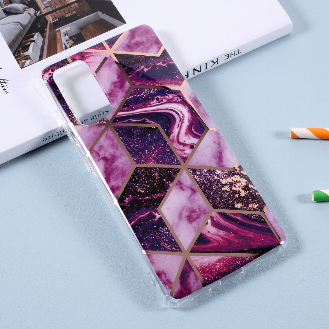 Splicing Marble Pattern for Samsung Galaxy S20 FE 4G/5G/2022/S20 Lite Plating IMD TPU Case - Style B