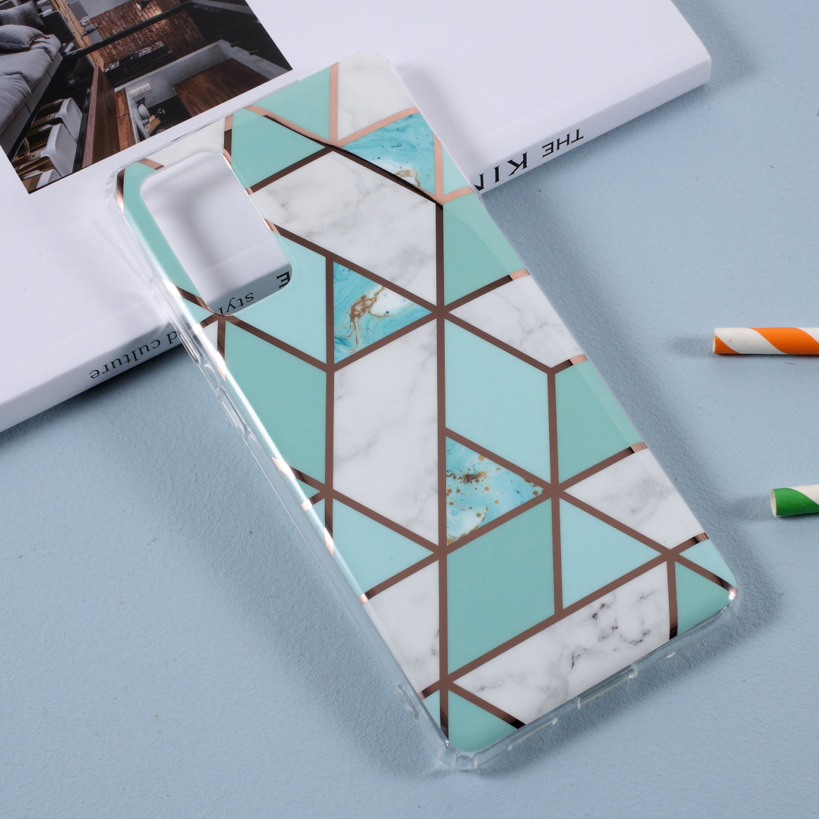 Splicing Marble Pattern for Samsung Galaxy S20 FE 4G/5G/2022/S20 Lite Plating IMD TPU Case - Style C