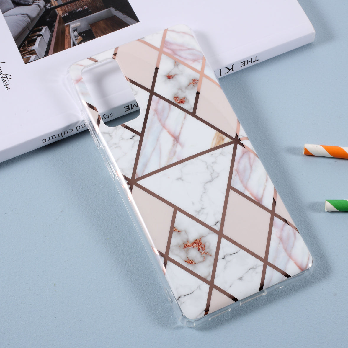 Splicing Marble Pattern for Samsung Galaxy S20 FE 4G/5G/2022/S20 Lite Plating IMD TPU Case - Style F