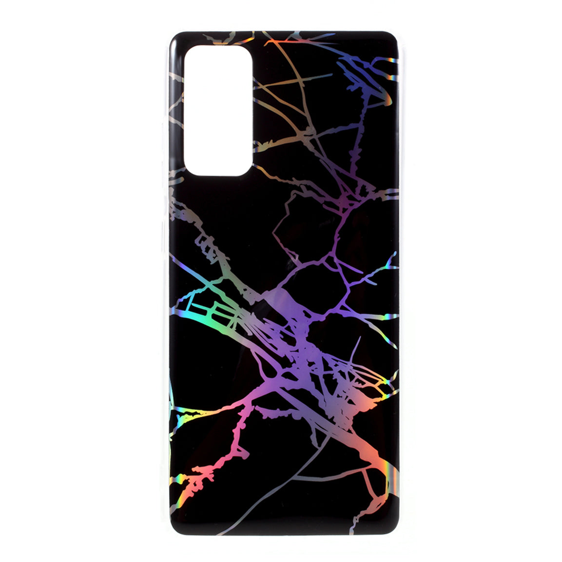 Laser Carving IMD Colorful Marble TPU Phone Casing for Samsung Galaxy S20 FE 4G/5G/2022/S20 Lite - Black