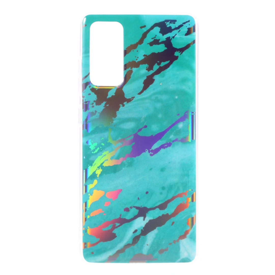 Laser Carving IMD Colorful Marble TPU Phone Casing for Samsung Galaxy S20 FE 4G/5G/2022/S20 Lite - Green