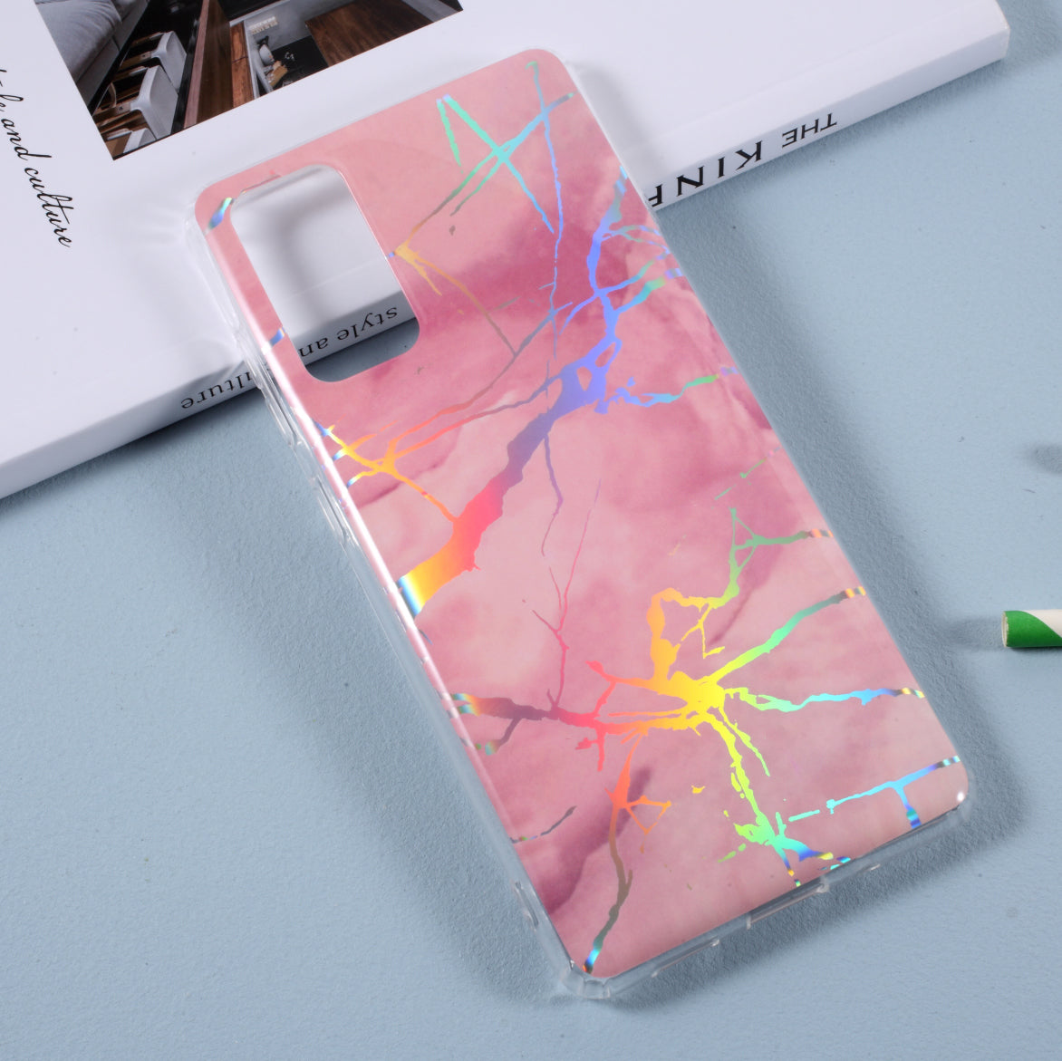 Laser Carving IMD Colorful Marble TPU Phone Casing for Samsung Galaxy S20 FE 4G/5G/2022/S20 Lite - Pink