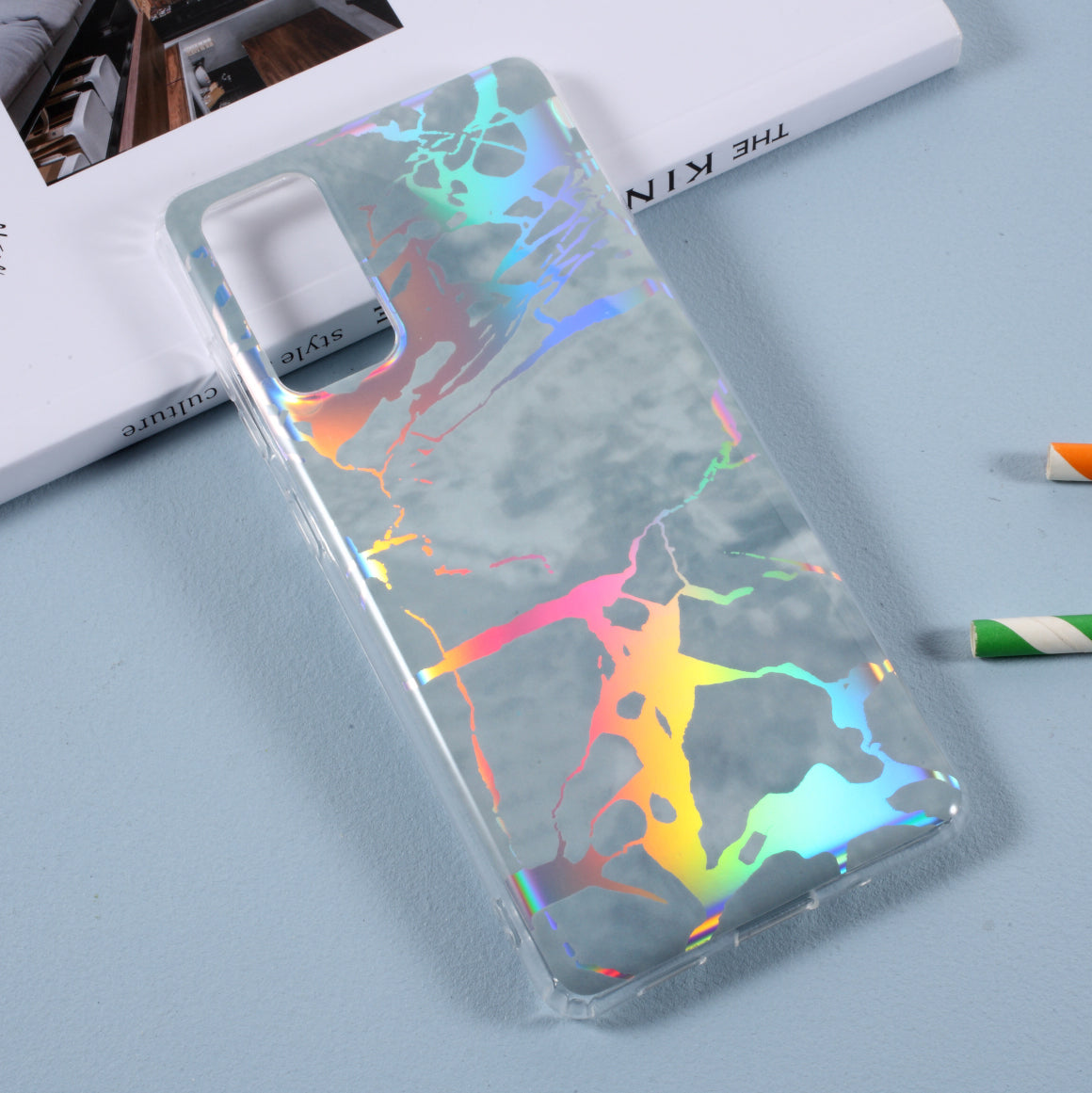 Laser Carving IMD Colorful Marble TPU Phone Casing for Samsung Galaxy S20 FE 4G/5G/2022/S20 Lite - Grey