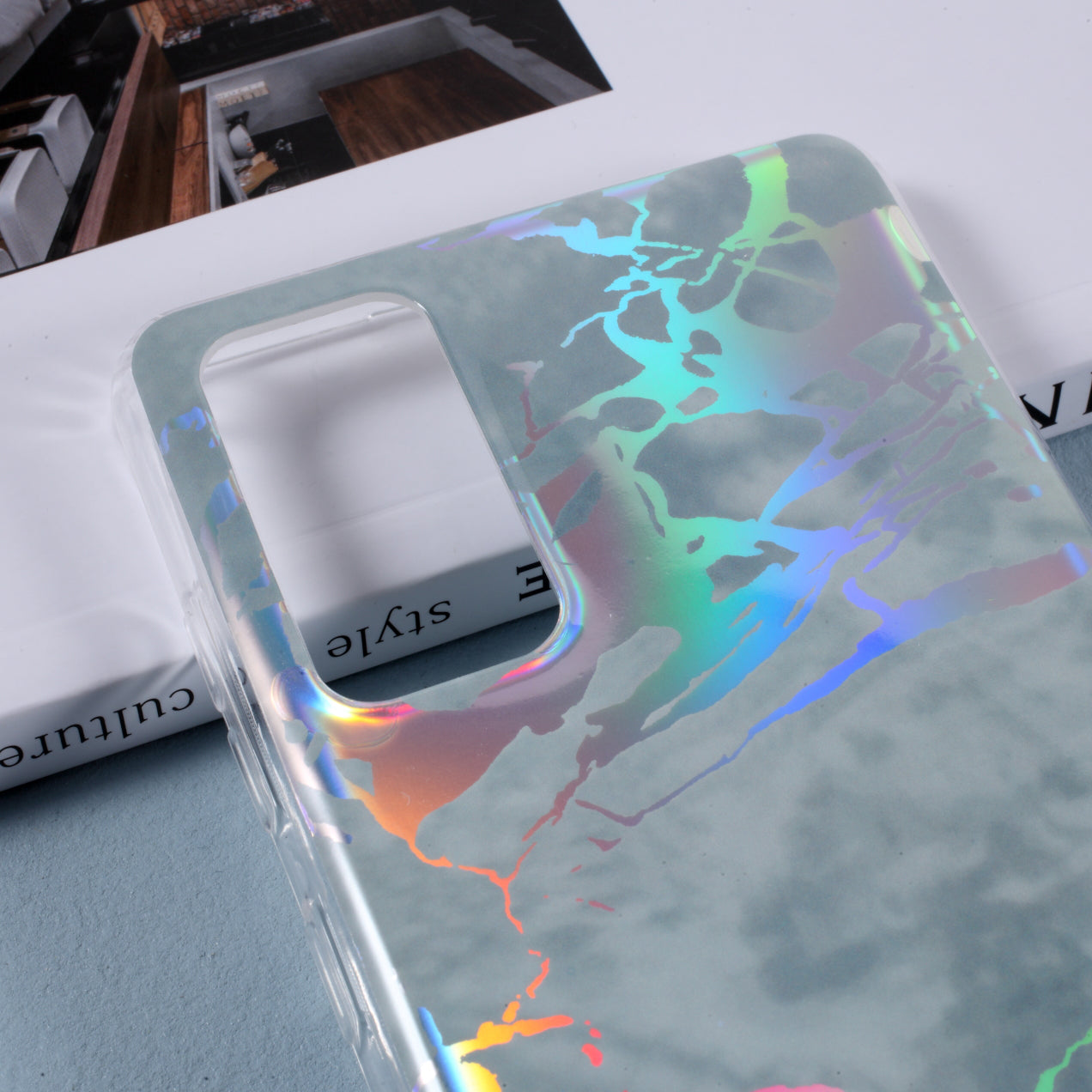 Laser Carving IMD Colorful Marble TPU Phone Casing for Samsung Galaxy S20 FE 4G/5G/2022/S20 Lite - Grey