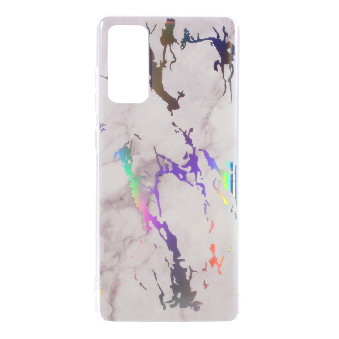 Laser Carving IMD Colorful Marble TPU Phone Casing for Samsung Galaxy S20 FE 4G/5G/2022/S20 Lite - White