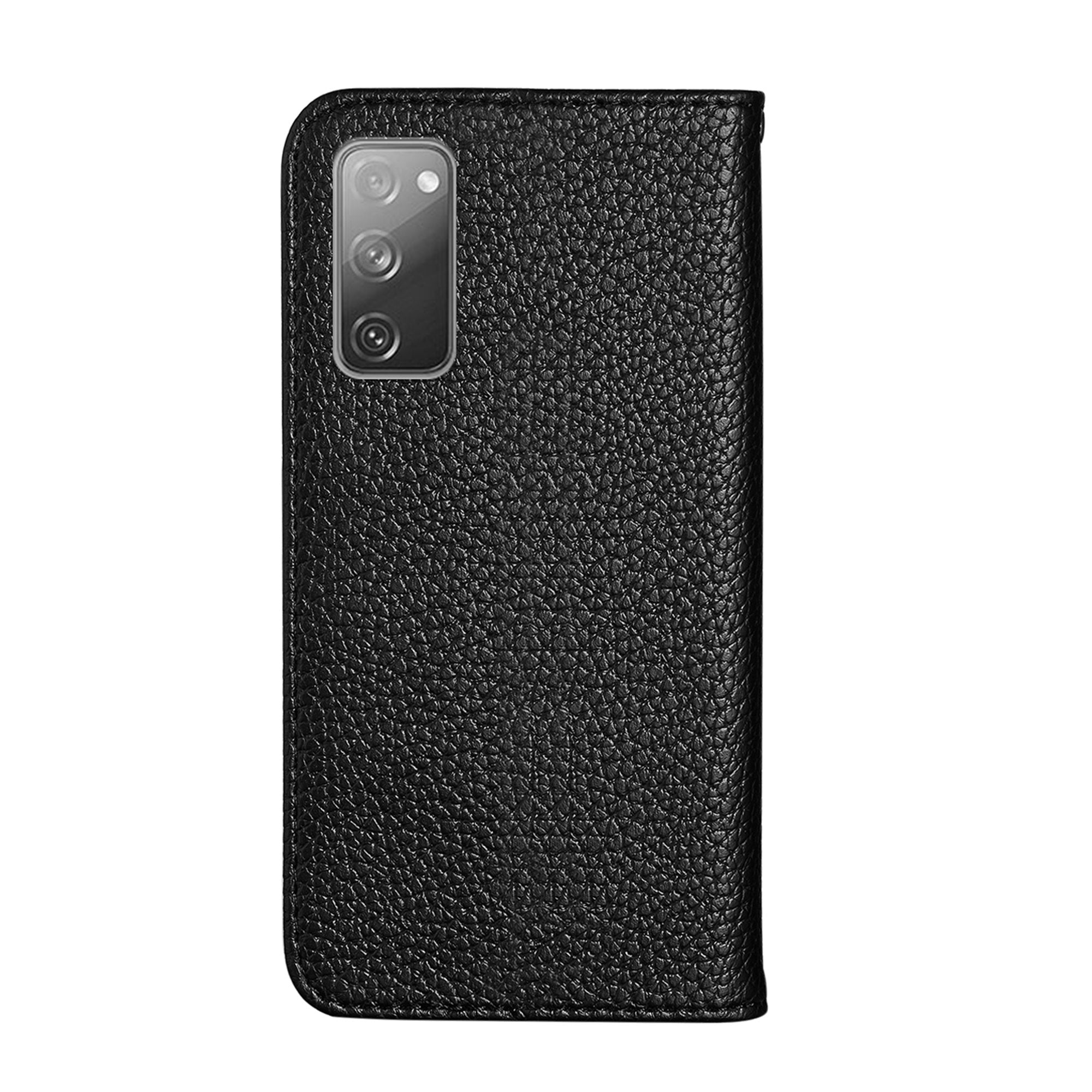 Metal Buckle Automatic absorption Litchi Skin Leather Cover with Card Holder for Samsung Galaxy S20 FE 4G/5G/2022/S20 Lite - Black