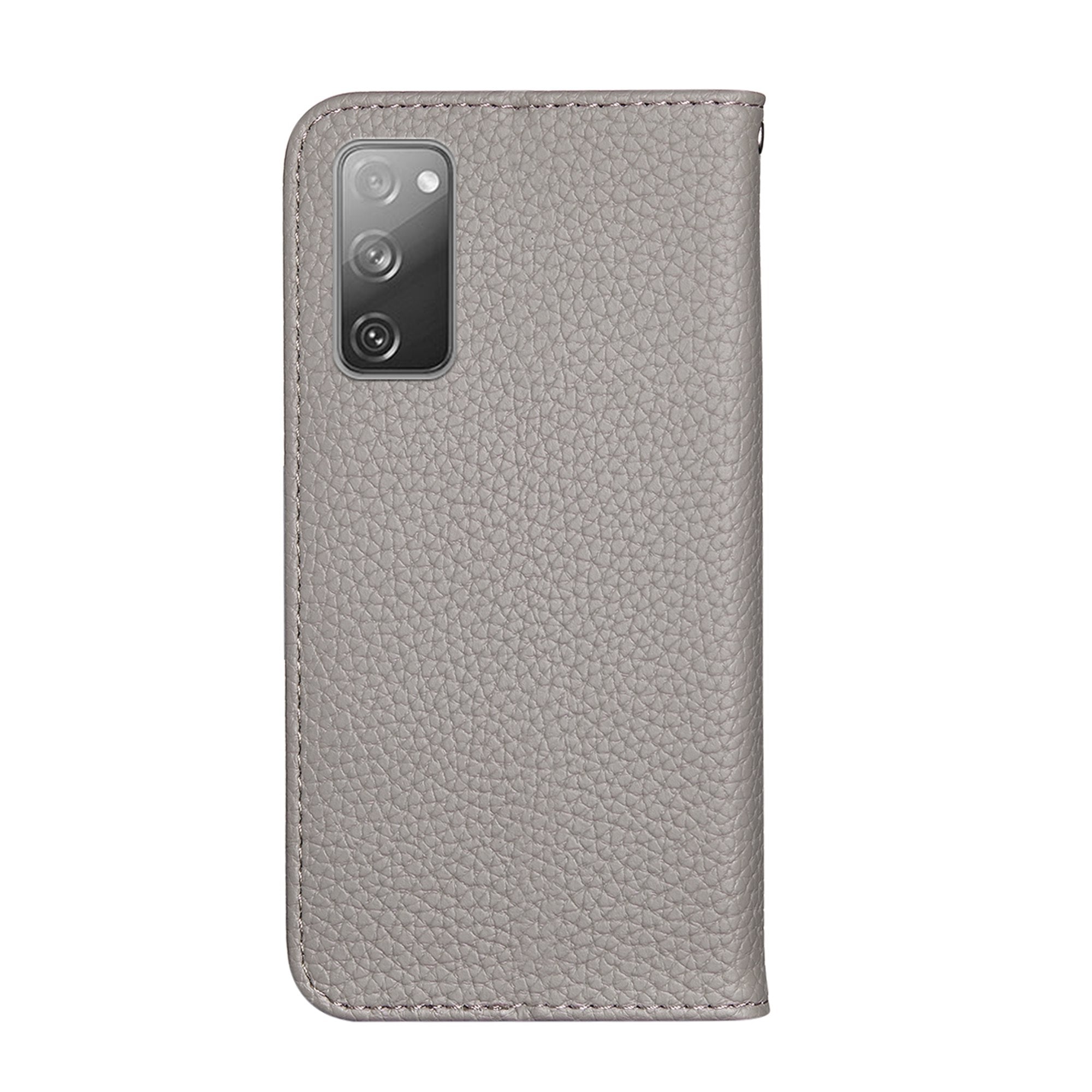 Metal Buckle Automatic absorption Litchi Skin Leather Cover with Card Holder for Samsung Galaxy S20 FE 4G/5G/2022/S20 Lite - Grey