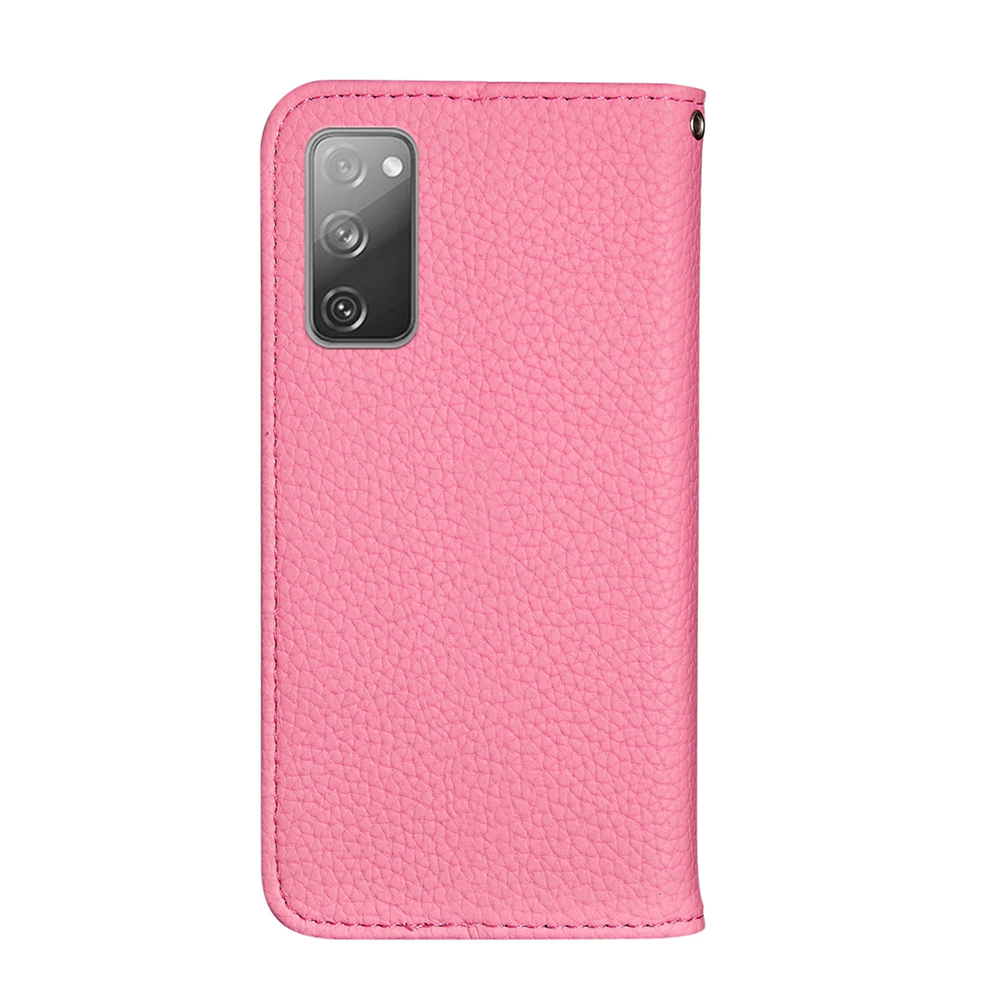 Metal Buckle Automatic absorption Litchi Skin Leather Cover with Card Holder for Samsung Galaxy S20 FE 4G/5G/2022/S20 Lite - Pink