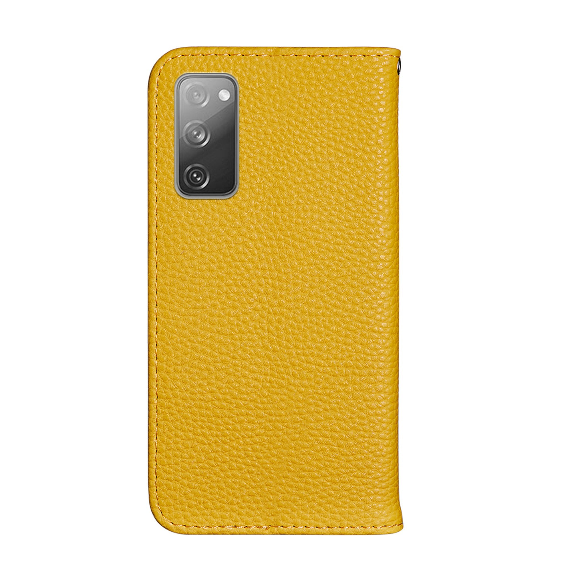 Metal Buckle Automatic absorption Litchi Skin Leather Cover with Card Holder for Samsung Galaxy S20 FE 4G/5G/2022/S20 Lite - Yellow