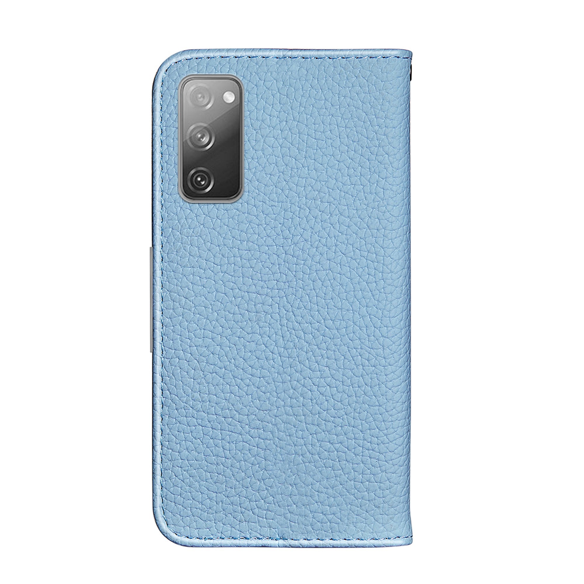 Metal Buckle Automatic absorption Litchi Skin Leather Cover with Card Holder for Samsung Galaxy S20 FE 4G/5G/2022/S20 Lite - Blue