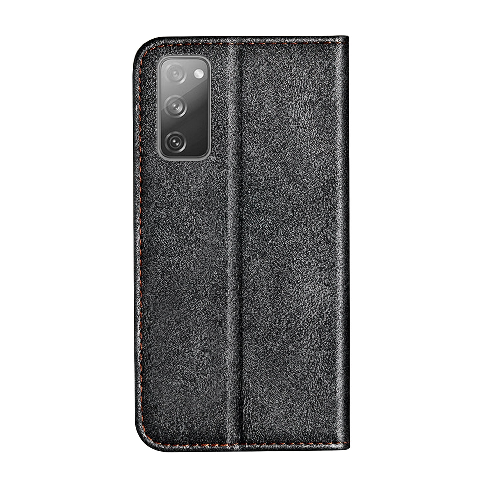 Auto-absorbed Business Splice Leather Cover Card Slot Stand Case for Samsung Galaxy S20 FE/S20 FE 5G - Grey