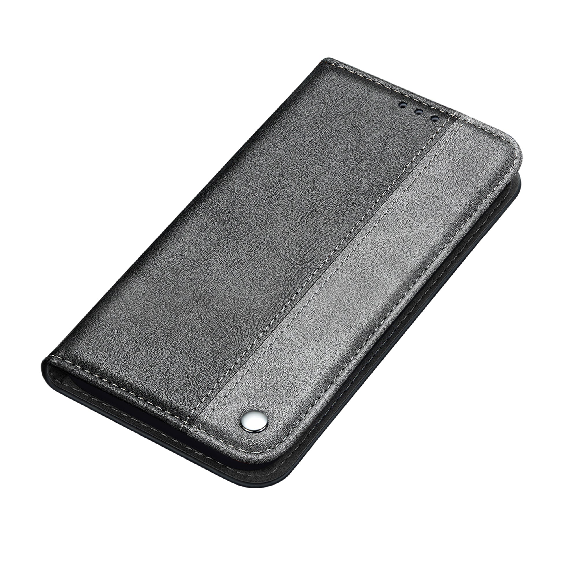 Auto-absorbed Business Splice Leather Cover Card Slot Stand Case for Samsung Galaxy S20 FE/S20 FE 5G - Grey