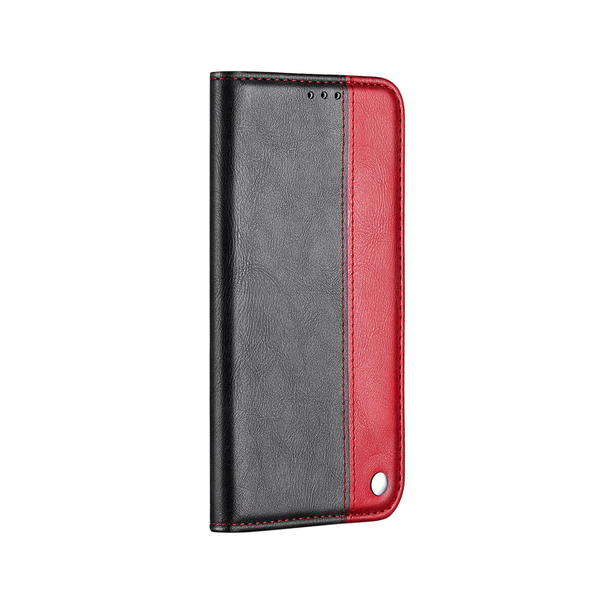 Auto-absorbed Business Splice Leather Cover Card Slot Stand Case for Samsung Galaxy S20 FE/S20 FE 5G - Red