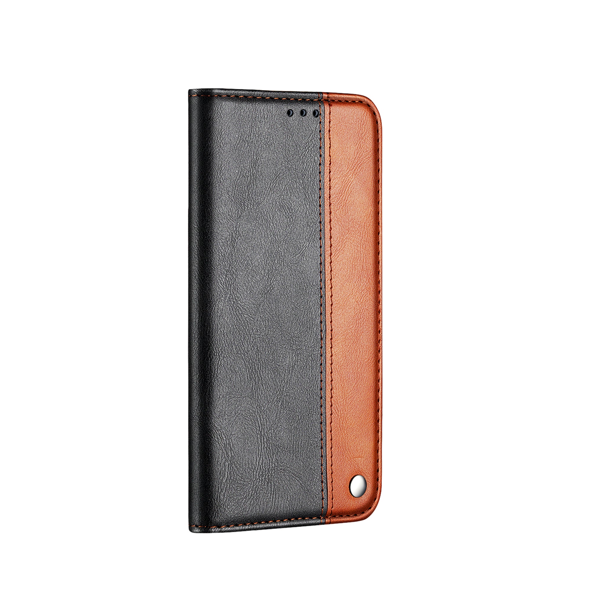 Auto-absorbed Business Splice Leather Cover Card Slot Stand Case for Samsung Galaxy S20 FE/S20 FE 5G - Brown