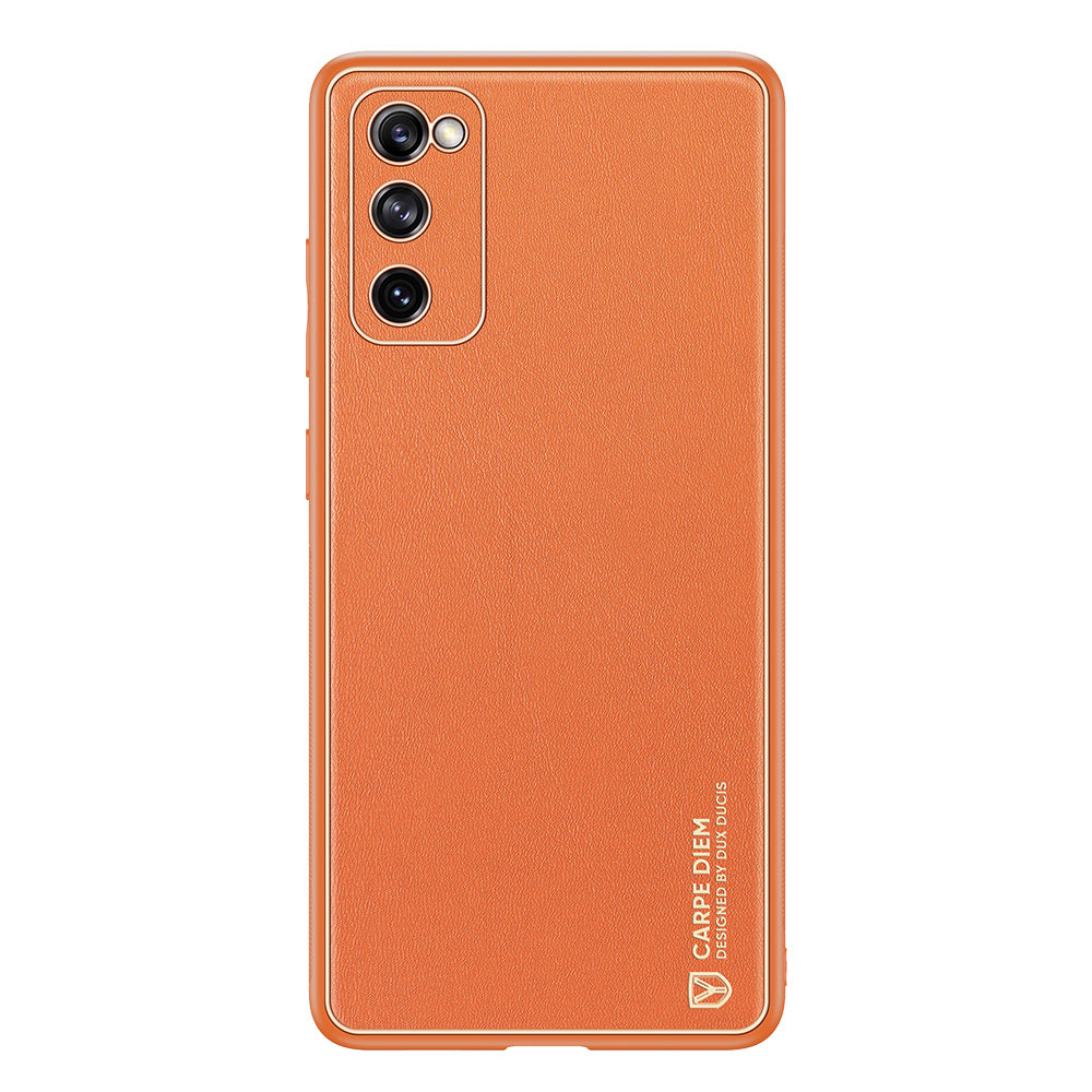 DUX DUCIS YOLO Series PU Leather Skin PC TPU Electroplating Hybrid Cover for Samsung Galaxy S20 FE 4G/5G/2022/S20 Lite/S20 FE 2022 - Orange