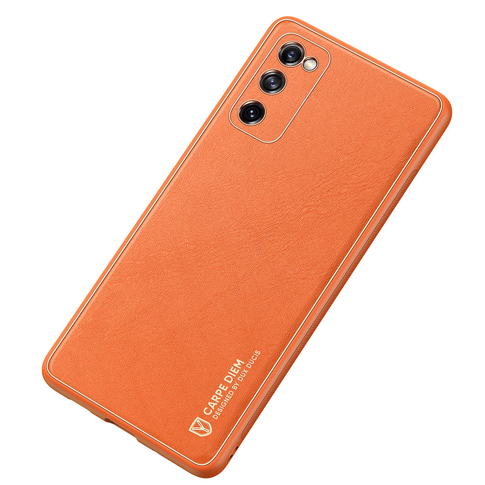 DUX DUCIS YOLO Series PU Leather Skin PC TPU Electroplating Hybrid Cover for Samsung Galaxy S20 FE 4G/5G/2022/S20 Lite/S20 FE 2022 - Orange