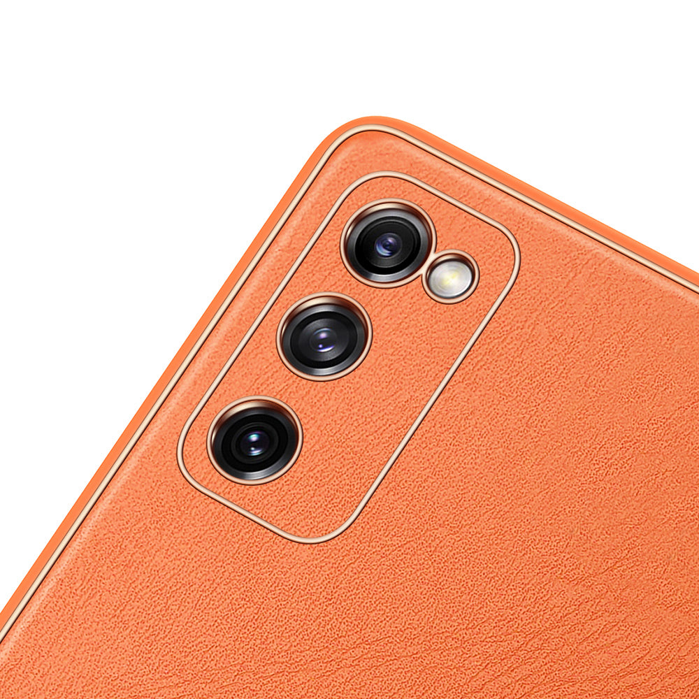 DUX DUCIS YOLO Series PU Leather Skin PC TPU Electroplating Hybrid Cover for Samsung Galaxy S20 FE 4G/5G/2022/S20 Lite/S20 FE 2022 - Orange