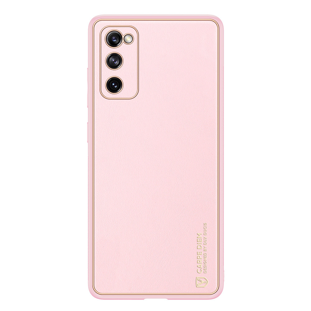 DUX DUCIS YOLO Series PU Leather Skin PC TPU Electroplating Hybrid Cover for Samsung Galaxy S20 FE 4G/5G/2022/S20 Lite/S20 FE 2022 - Pink