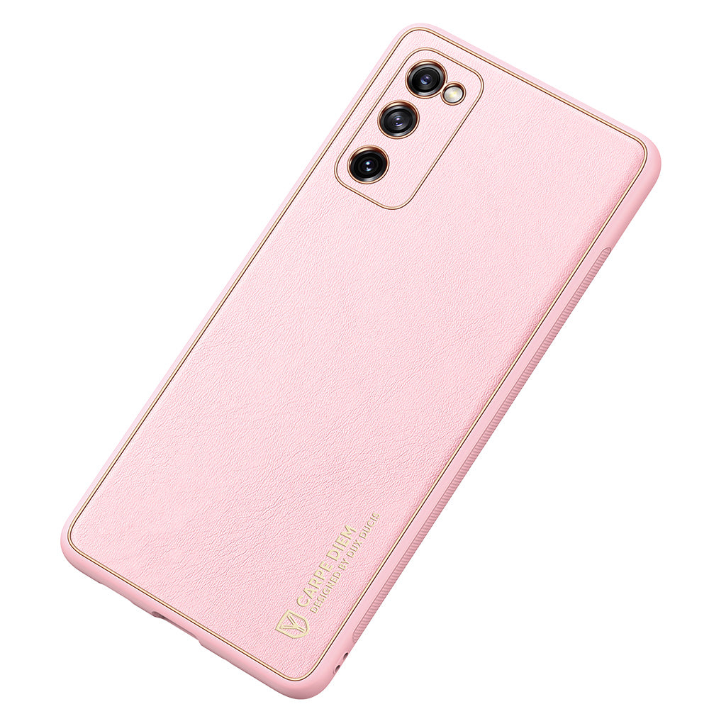 DUX DUCIS YOLO Series PU Leather Skin PC TPU Electroplating Hybrid Cover for Samsung Galaxy S20 FE 4G/5G/2022/S20 Lite/S20 FE 2022 - Pink