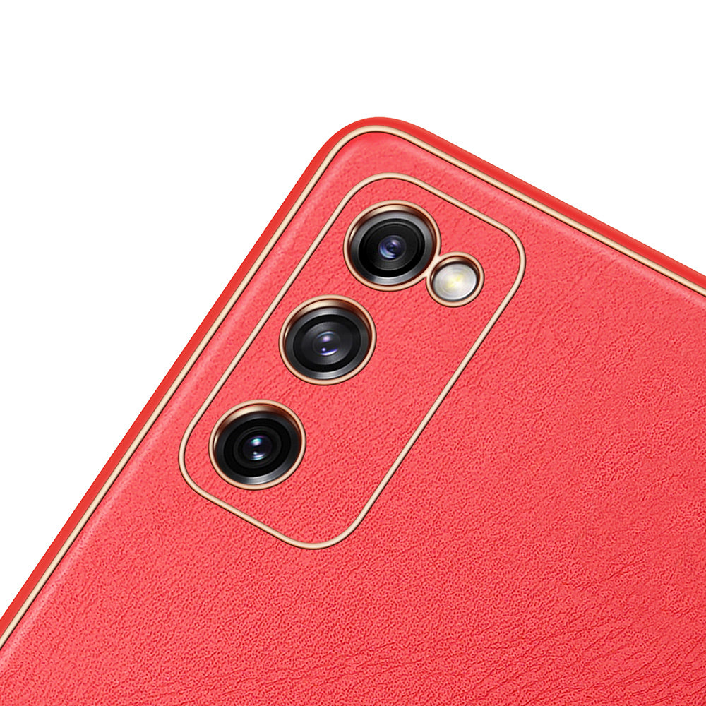 DUX DUCIS YOLO Series PU Leather Skin PC TPU Electroplating Hybrid Cover for Samsung Galaxy S20 FE 4G/5G/2022/S20 Lite/S20 FE 2022 - Red