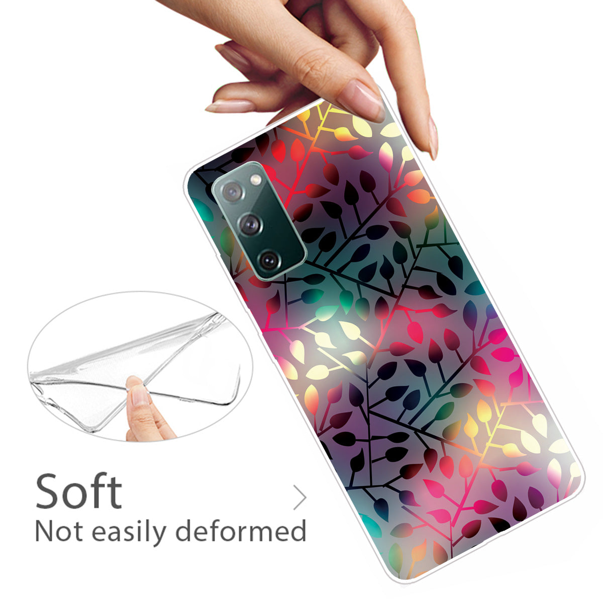 High Transmittance Patterned Shell for Samsung Galaxy S20 FE 4G/5G/2022/S20 Lite TPU Case - Leaf