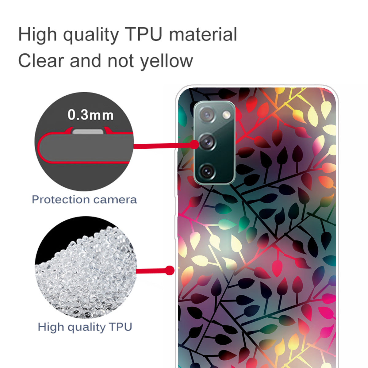 High Transmittance Patterned Shell for Samsung Galaxy S20 FE 4G/5G/2022/S20 Lite TPU Case - Leaf