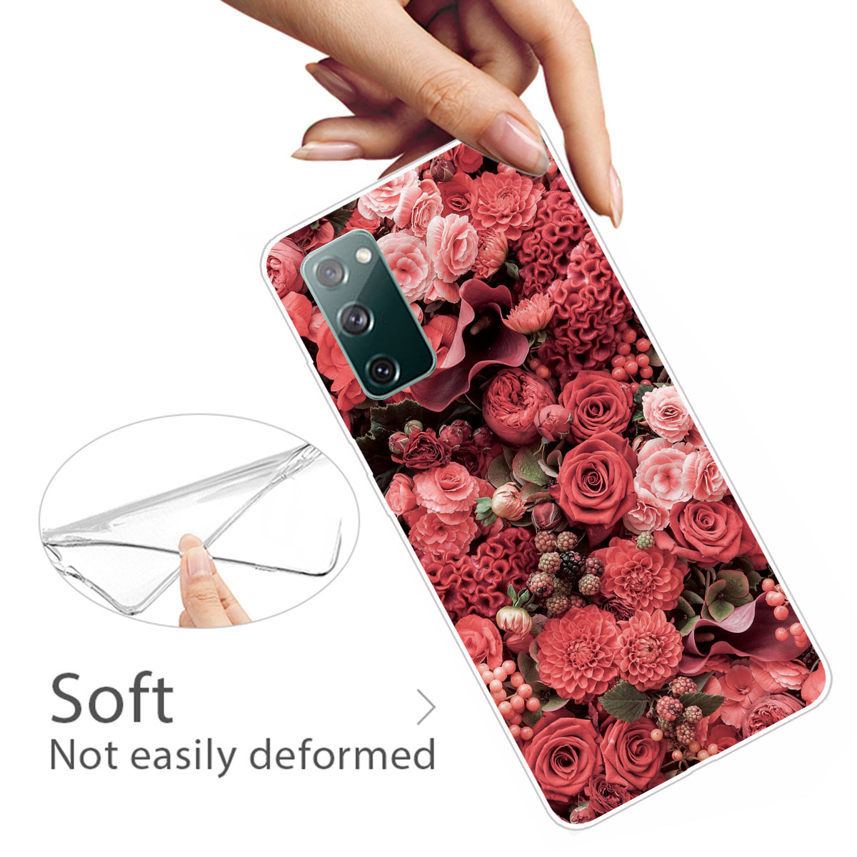 High Transmittance Patterned Shell for Samsung Galaxy S20 FE 4G/5G/2022/S20 Lite TPU Case - Rose