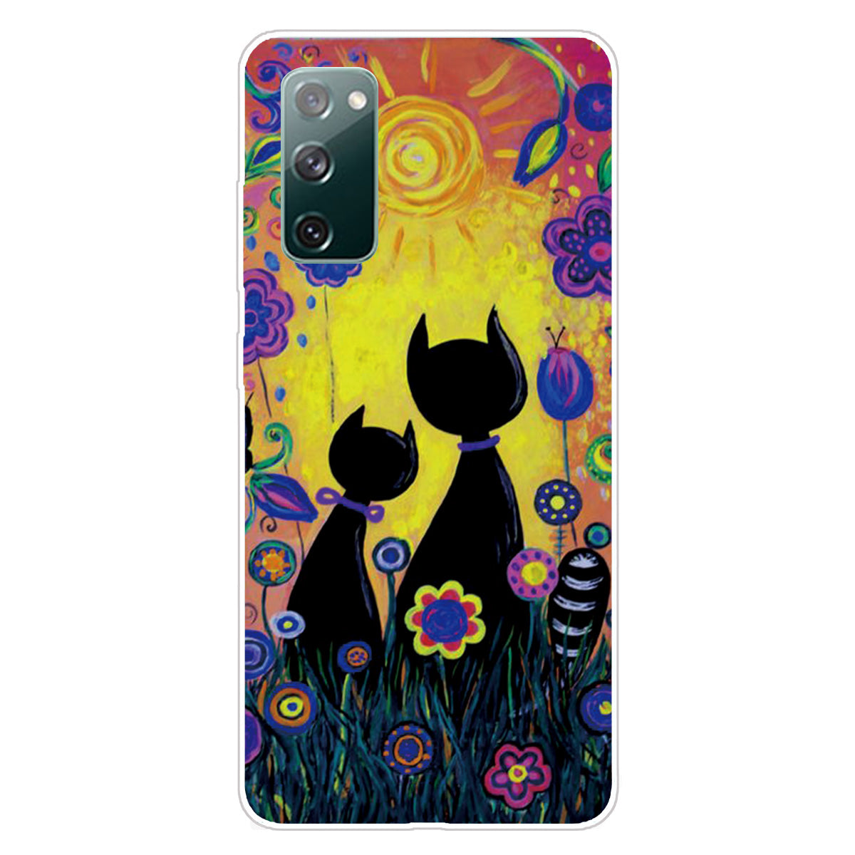 High Transmittance Patterned Shell for Samsung Galaxy S20 FE 4G/5G/2022/S20 Lite TPU Case - Black Cats