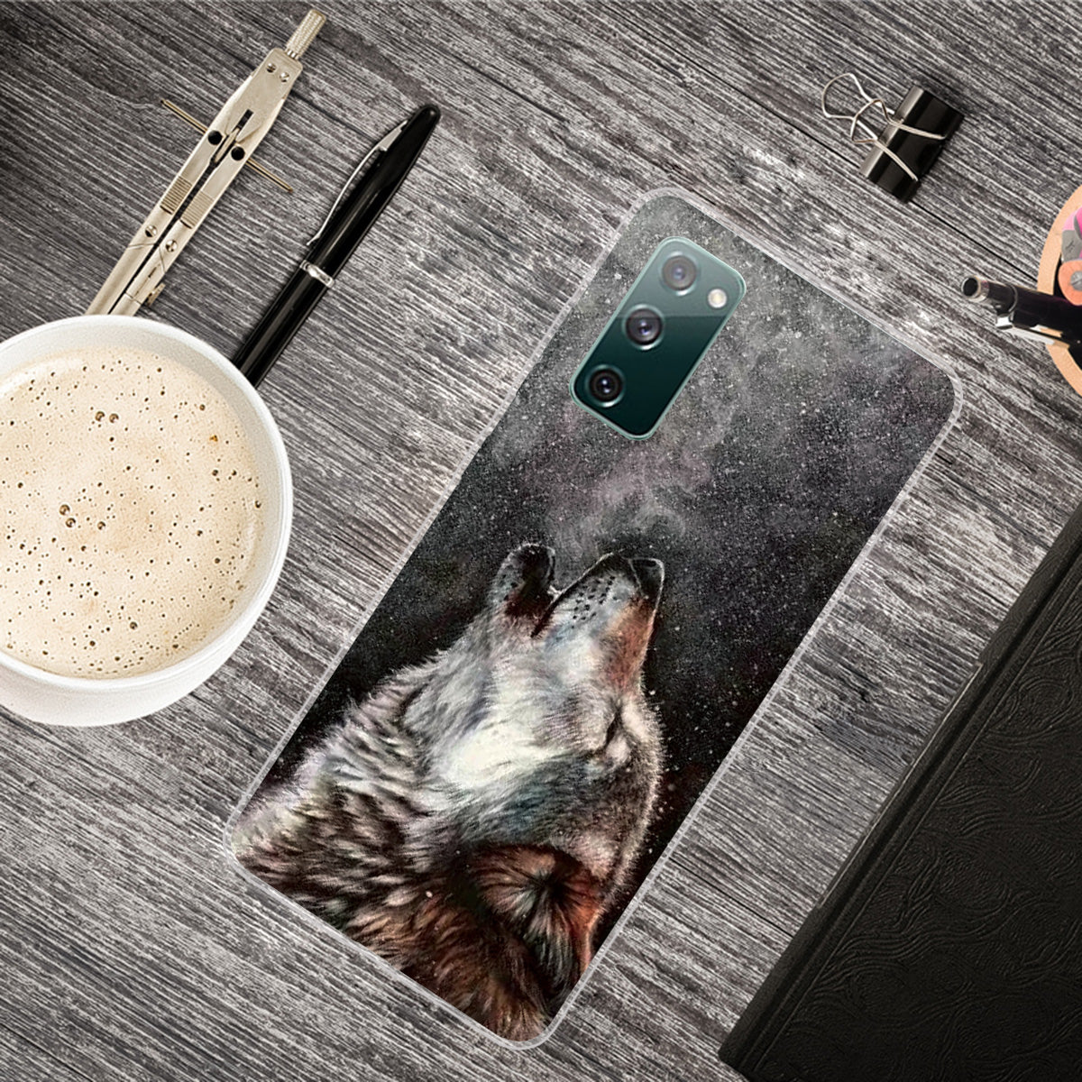 High Transmittance Patterned Shell for Samsung Galaxy S20 FE 4G/5G/2022/S20 Lite TPU Case - Wolf