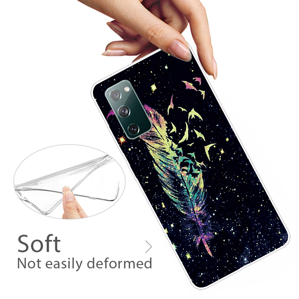 High Transmittance Patterned Shell for Samsung Galaxy S20 FE 4G/5G/2022/S20 Lite TPU Case -  Feather