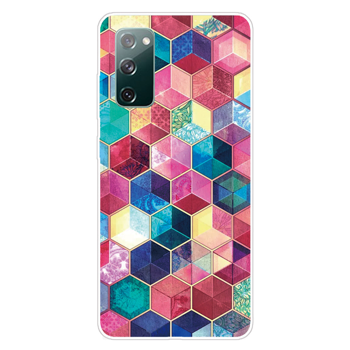 High Transmittance Patterned Shell for Samsung Galaxy S20 FE 4G/5G/2022/S20 Lite TPU Case - Colorful Hexagon