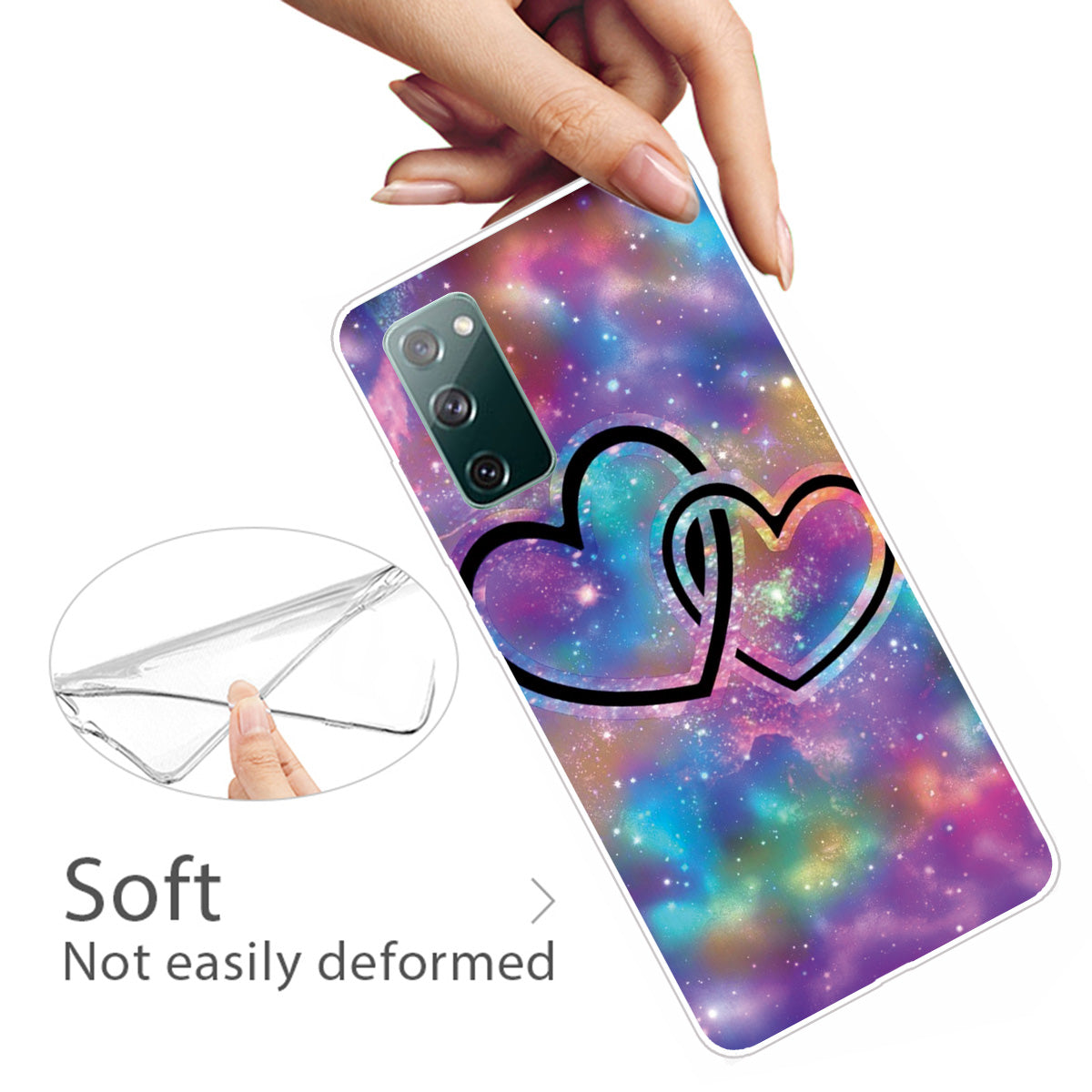 High Transmittance Patterned Shell for Samsung Galaxy S20 FE 4G/5G/2022/S20 Lite TPU Case - Heart