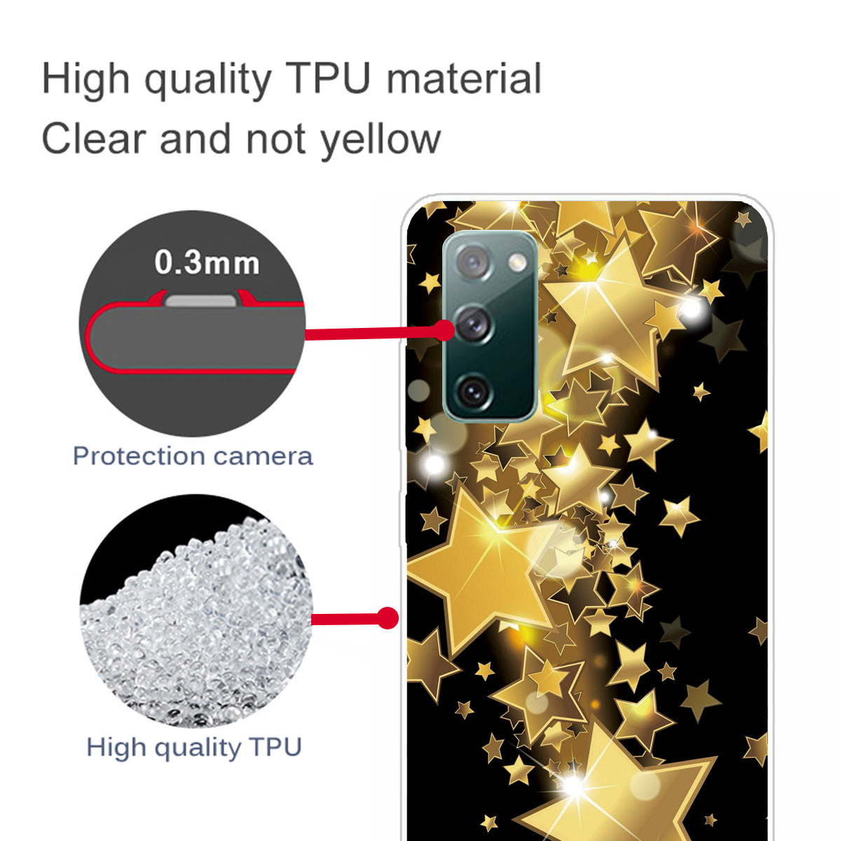 High Transmittance Patterned Shell for Samsung Galaxy S20 FE 4G/5G/2022/S20 Lite TPU Case - Star