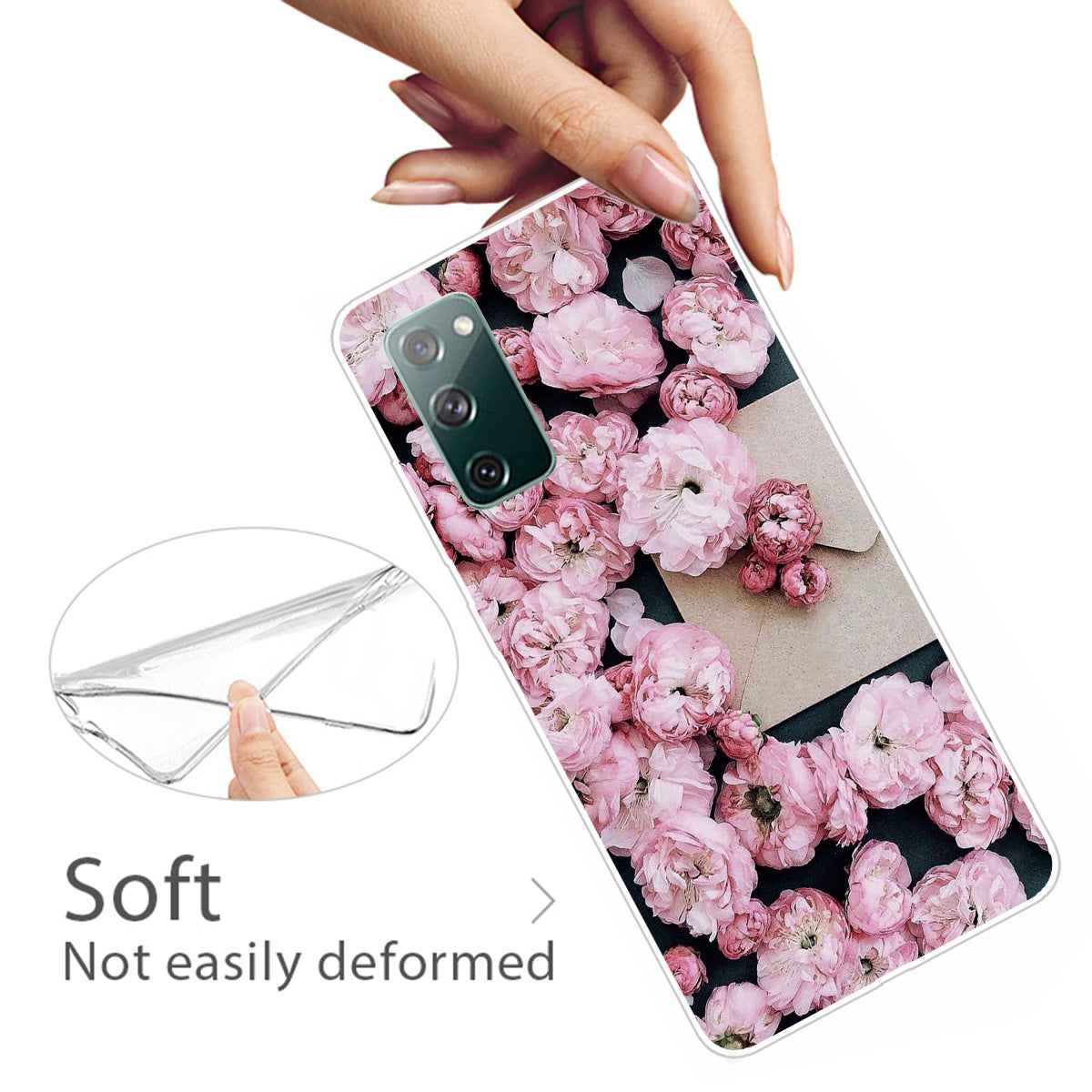 High Transmittance Patterned Shell for Samsung Galaxy S20 FE 4G/5G/2022/S20 Lite TPU Case - Pink Flower