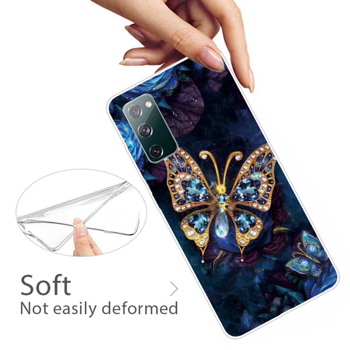 High Transmittance Patterned Shell for Samsung Galaxy S20 FE 4G/5G/2022/S20 Lite TPU Case - Vivid Butterfly