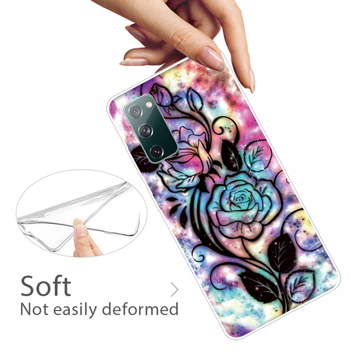 High Transmittance Patterned Shell for Samsung Galaxy S20 FE 4G/5G/2022/S20 Lite TPU Case - Flower Pattern