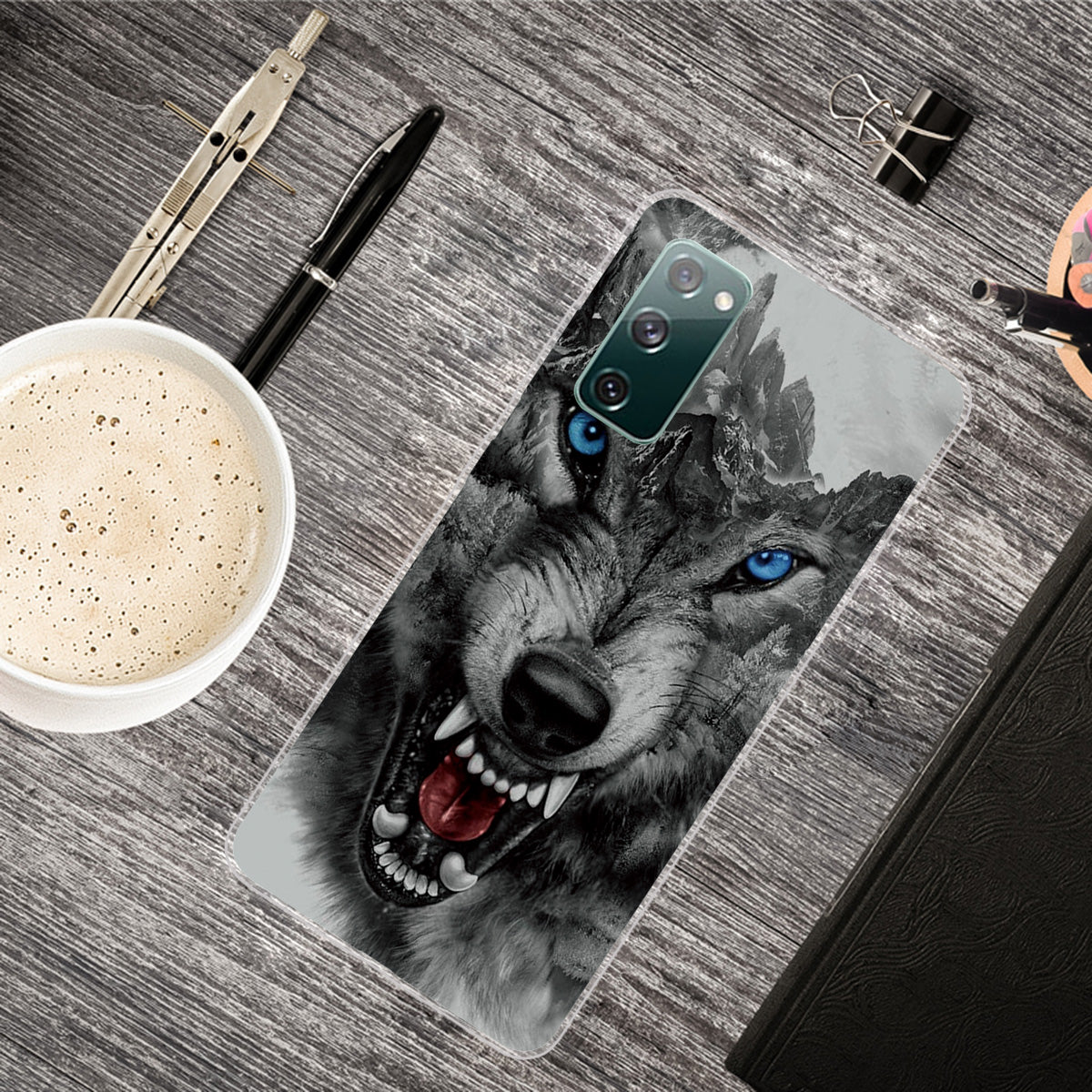 High Transmittance Patterned Shell for Samsung Galaxy S20 FE 4G/5G/2022/S20 Lite TPU Case - Angry Wolf