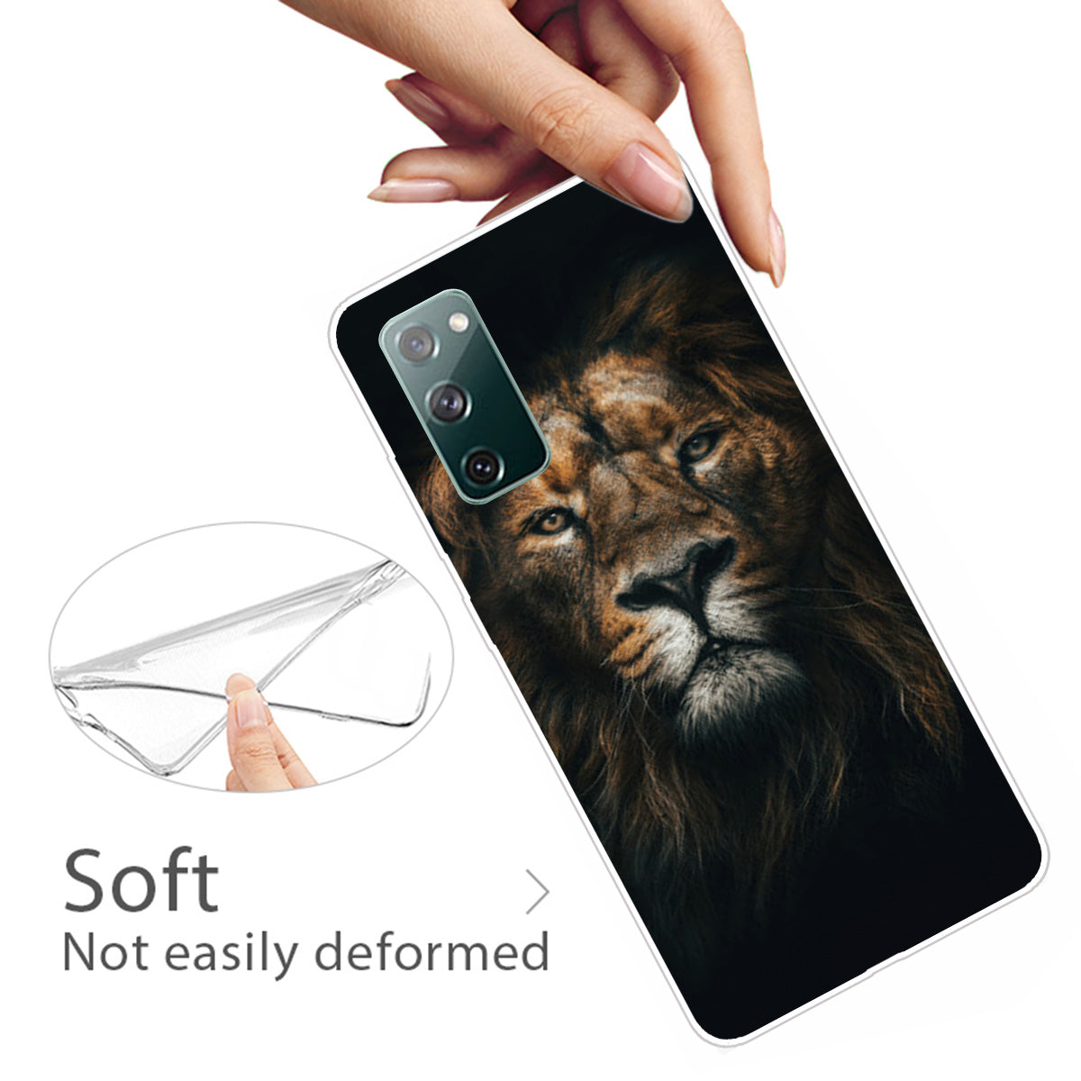 High Transmittance Patterned Shell for Samsung Galaxy S20 FE 4G/5G/2022/S20 Lite TPU Case - Lion