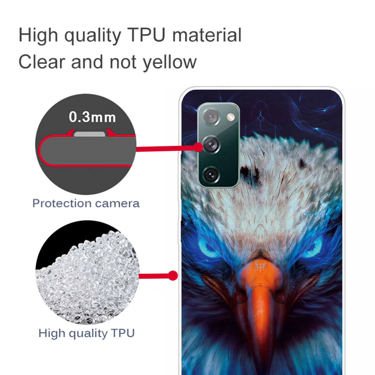 High Transmittance Patterned Shell for Samsung Galaxy S20 FE 4G/5G/2022/S20 Lite TPU Case - Eagle