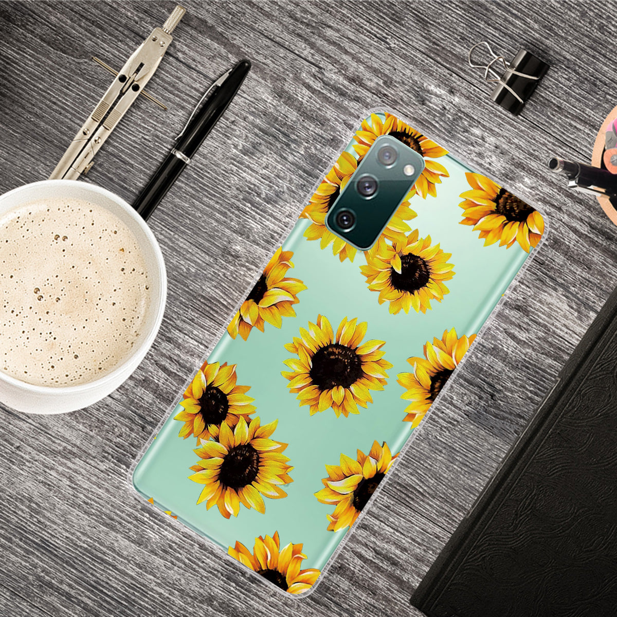 High Transmittance Patterned Shell for Samsung Galaxy S20 FE 4G/5G/2022/S20 Lite TPU Case - Sunflower